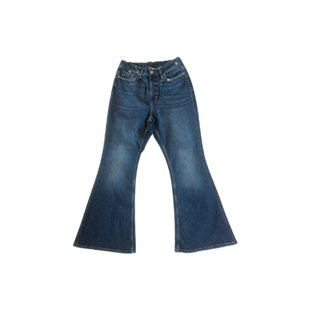 Arizona Jeans Flare Leg Elastic Waist Distressed Women’s Size 8 High-Rise